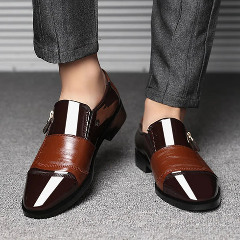 Elegant Formal Oxfords for Men - Classic Slip-On Wedding and Office Dress Shoes with Pointed Toe Design and Rubber Outsole